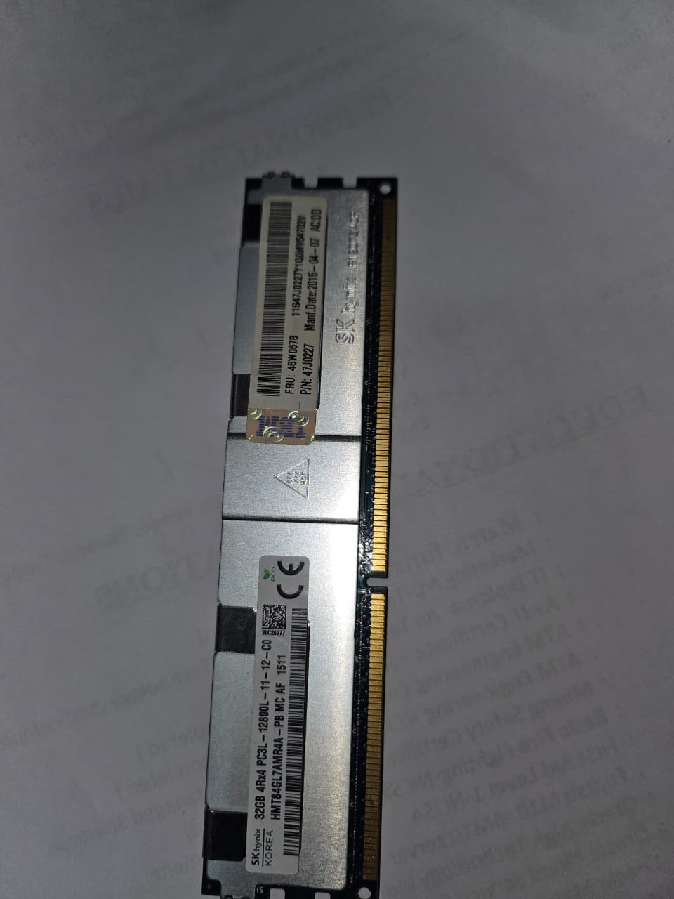 32GB 4Rx4 PC3L-12800L DDR3 server RAM